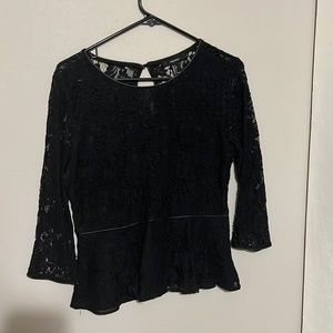 Lace black peplum 3/4 sleeve